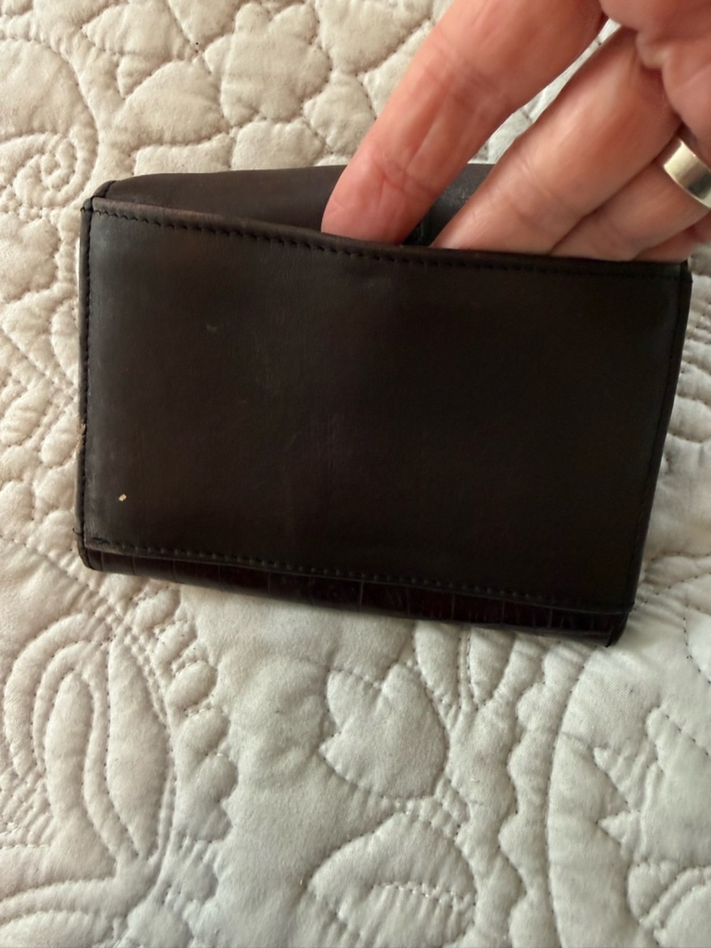 Brighton Brown Croc Embossed Leather Western Buckle Wallet - Picture 5 of 5